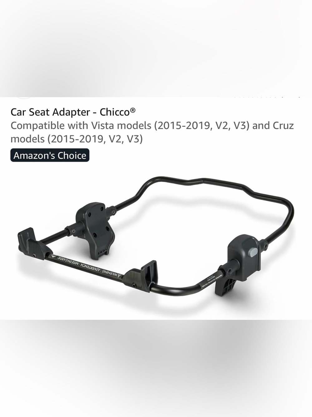 Uppababy Black Car Seat Adapter Frame for Strollers